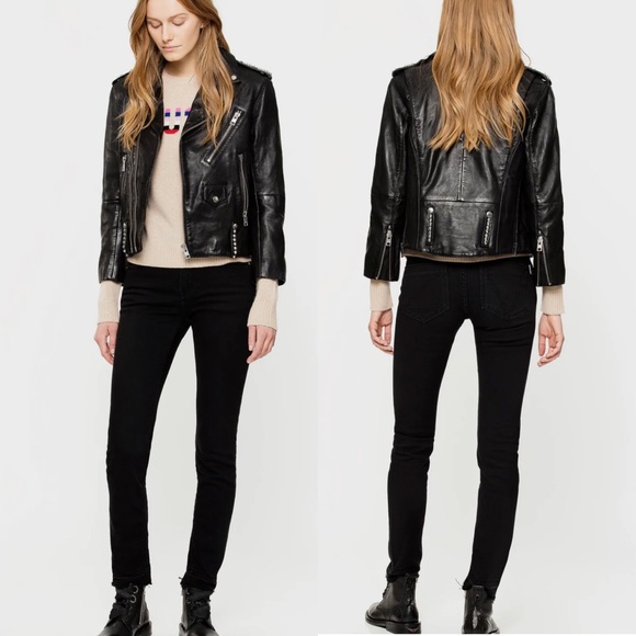 Zadig & Voltaire Paris Eva Zip Jeans Raw Released Hem Slim Skinny Black 27 - Picture 3 of 16